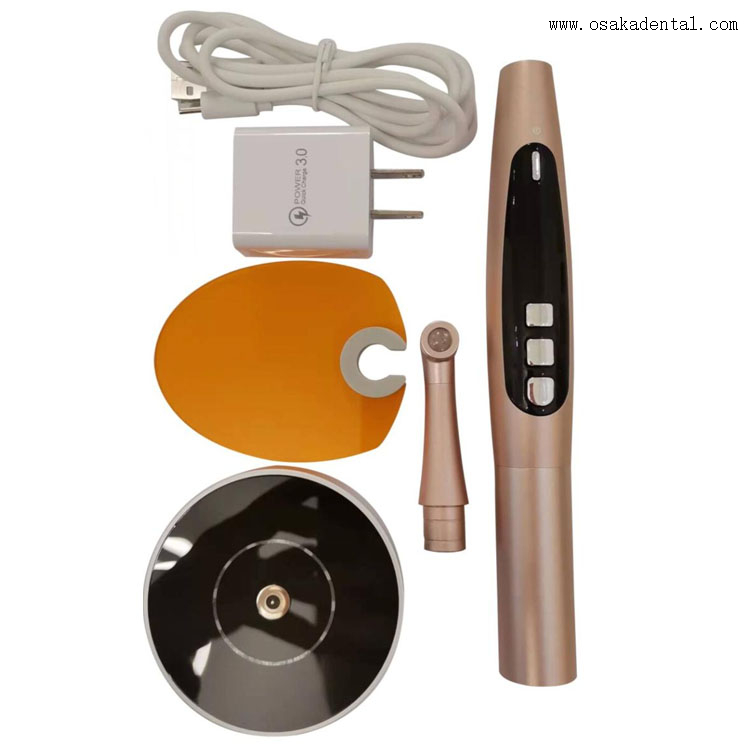 Fotopolimerizador odontológico de um segundo com cabeça de metal