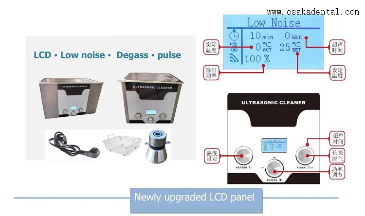 Limpador ultrassônico profissional de baixo ruído usado dental com painel LCD