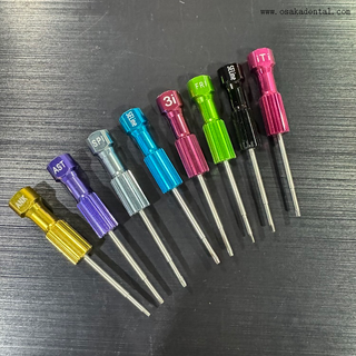 Chaves de fenda para implantes dentários coloridas