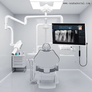 Sensor dental com máquina de raio x dental para clínica odontológica quando tratamento cirúrgico dentário