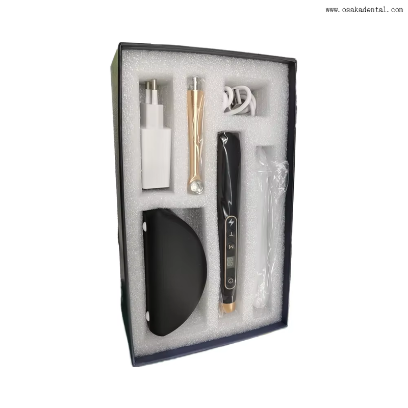 Cor dental preto e branco uma segunda luz de cura