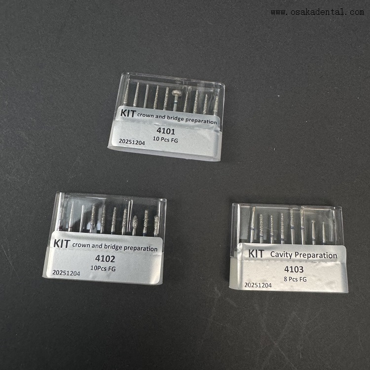 Kits de brocas dentárias FG Diamond Preparação para coroa e ponte. para OSA anterior-4101-4102-4103