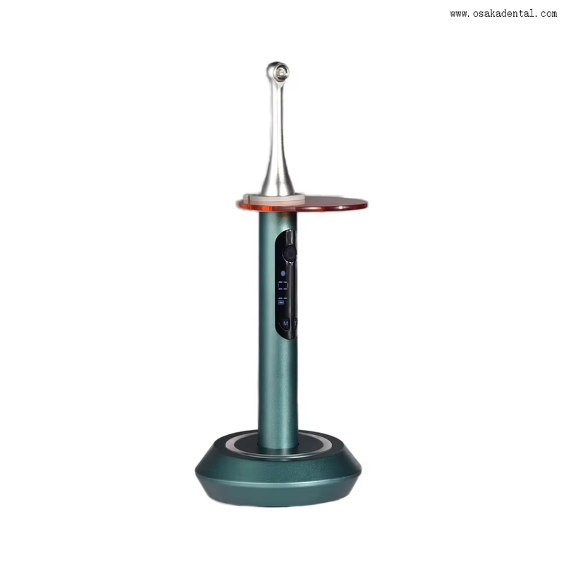 Luz de cura dentária colorida de um segundo com corpo de metal