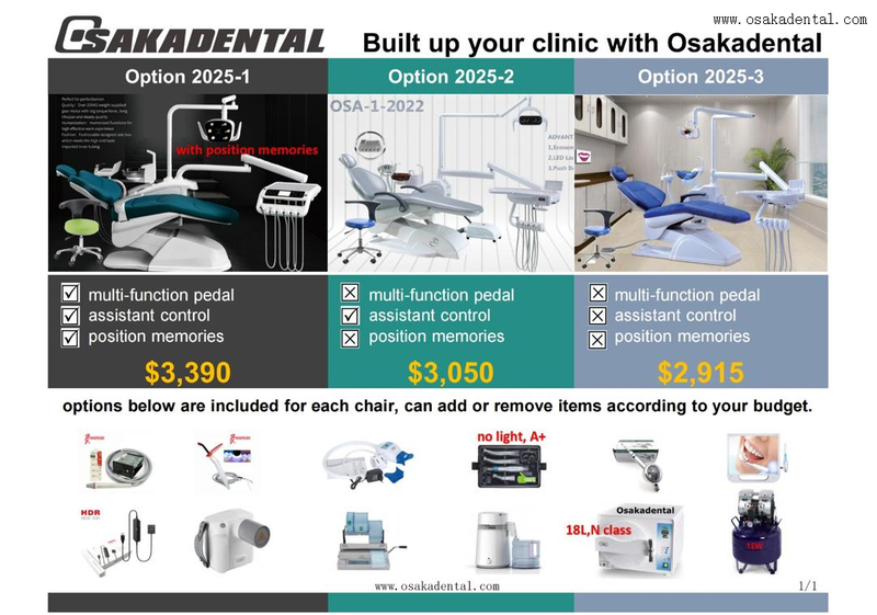 Unidade de cadeira odontológica de couro popular com 12 opções de máquina, opção definida 2025-1
