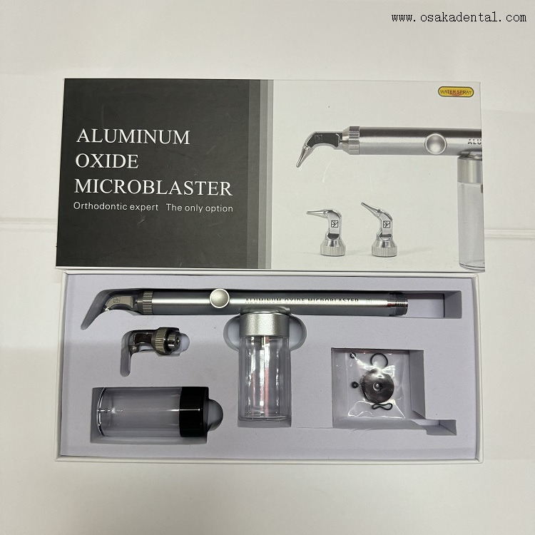 Mestre de abrasão de ar de óxido de alumínio dentário com alça de latão, bico de aço de tungstênio, com dois bicos, com resfriamento de água OSA-F298-A8