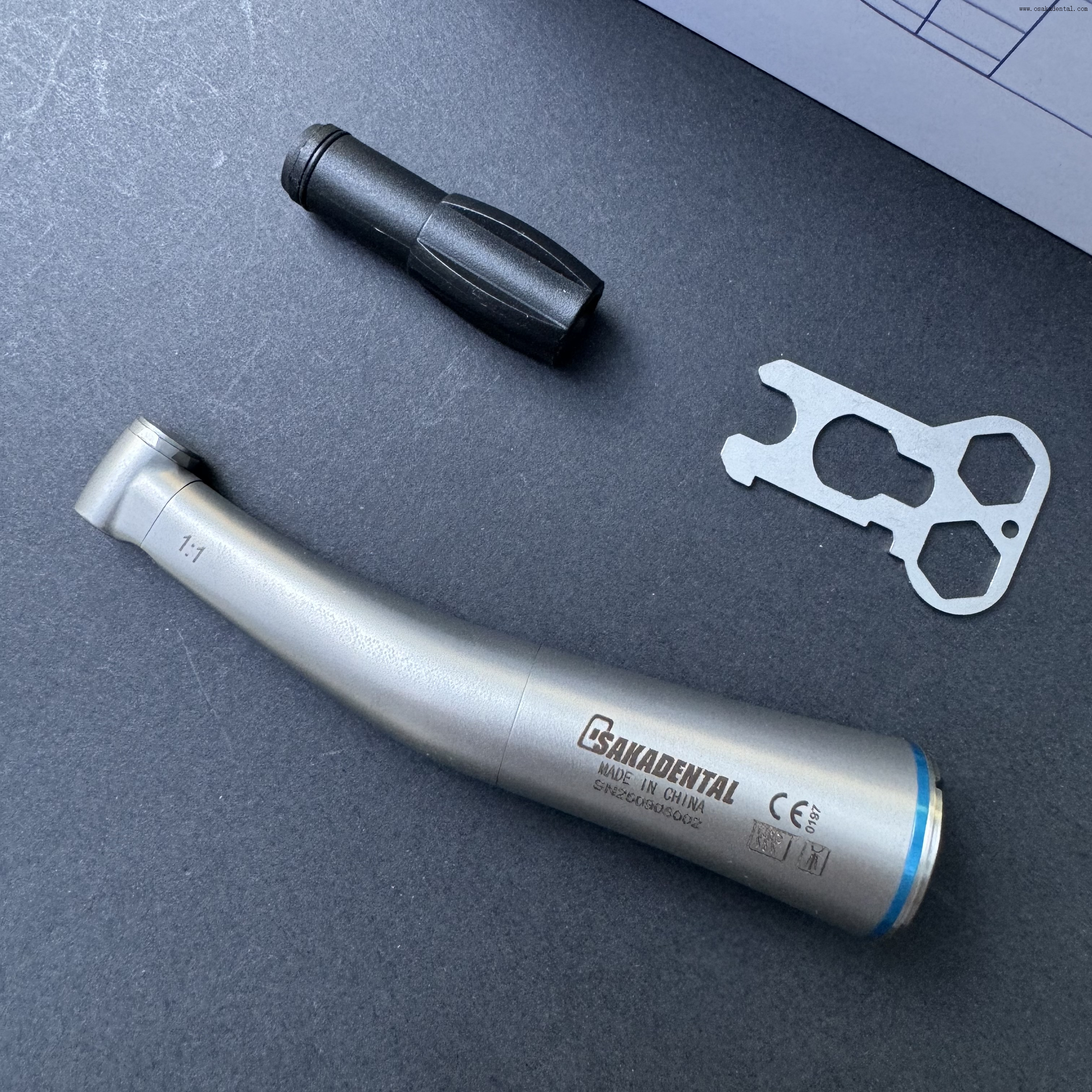 Contra-ângulo de fibra óptica 1:1 dental para brocas RA ou brocas FG