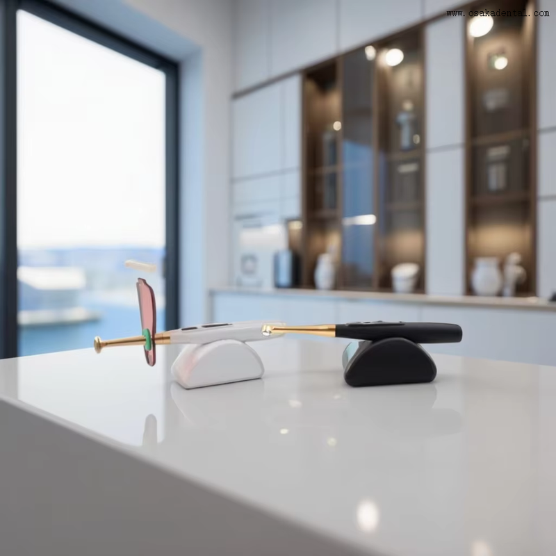 Cor dental preto e branco uma segunda luz de cura