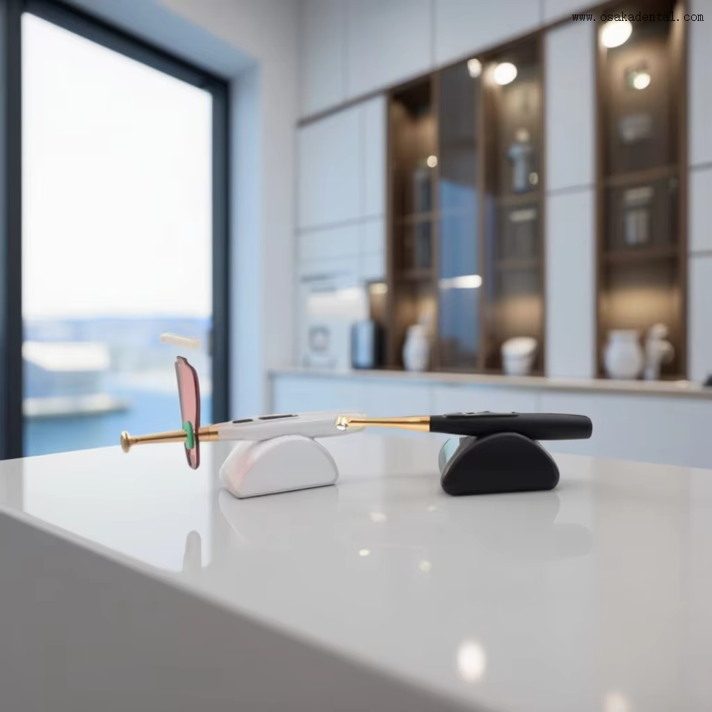 Cor dental preto e branco uma segunda luz de cura