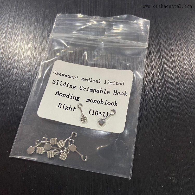 Gancho frisável deslizante ortodôntico dental que liga o monobloco direito