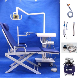Unidade de cadeira dentária portátil com bandeja móvel e compressor