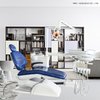 Cadeira odontológica com cor azul agradável e couro macio