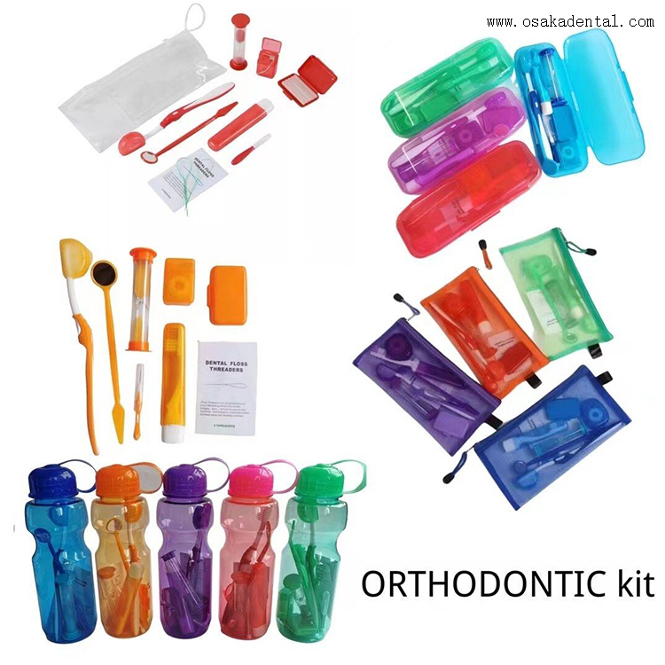 Kit de ortodontia descartável dental com 8 acessórios