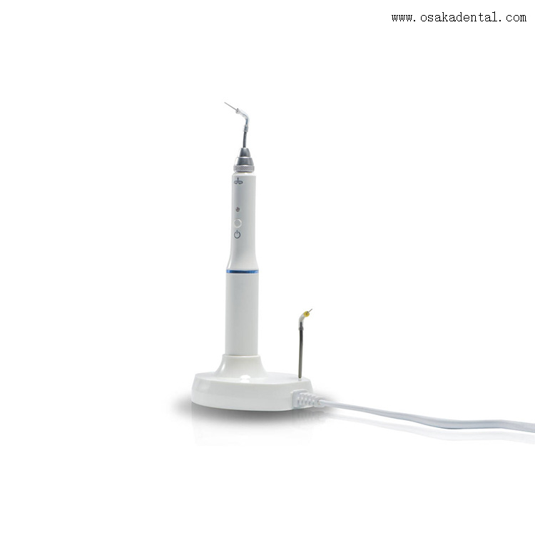 Caneta de obturação dentária que pode ser conectada ao pino de aquecimento na base