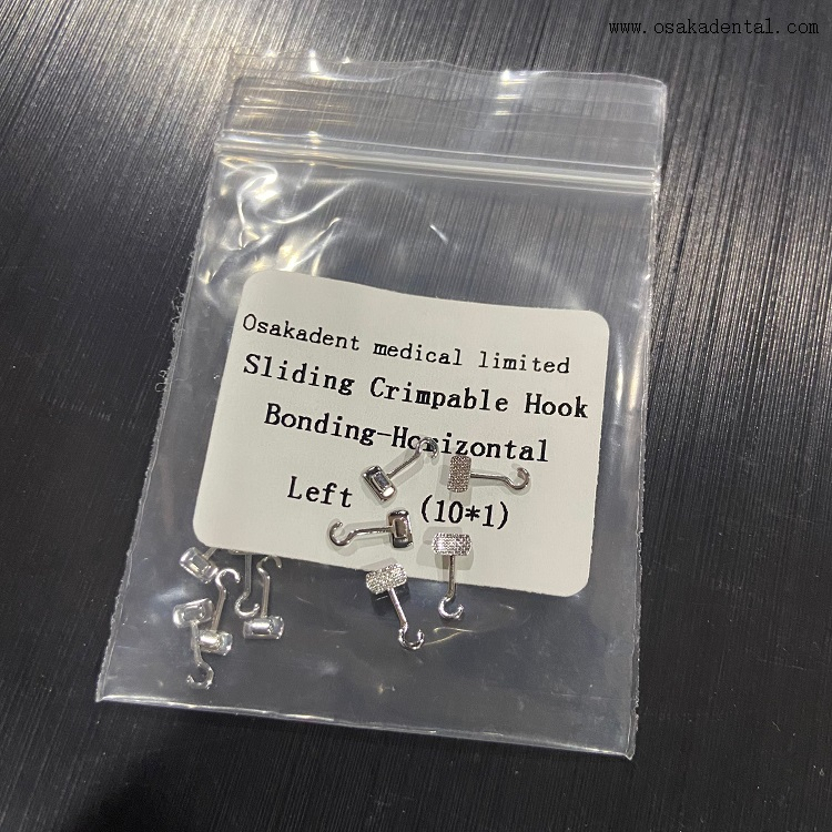 Colagem de gancho frisável deslizante ortodôntico dental-horizontal