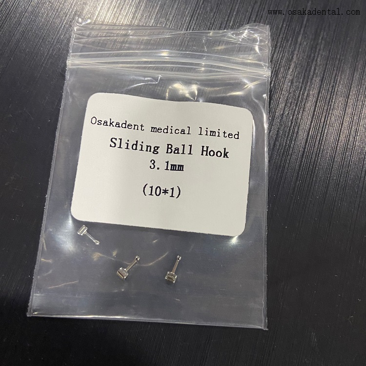 Gancho de bola deslizante ortodôntico dental 3,1 mm