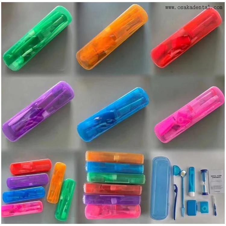 Kit ortodôntico dental colorido com embalagem em caixa