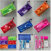 Kit ortodôntico dental colorido com bolsa de malha