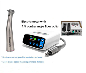 Motor elétrico dental burshless com peça de mão contra-ângulo vermelha