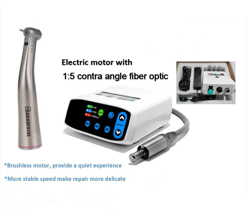 Motor elétrico dental burshless com peça de mão contra-ângulo vermelha