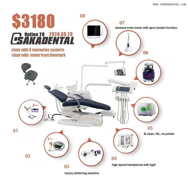 Conjunto de unidades odontológicas com opção completa Unidade odontológica de luxo para clínica odontológica OSA-A3 opção 28