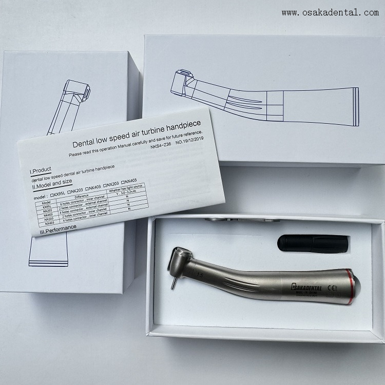 Contra-ângulo de fibra óptica de canal interno 1:5 dental